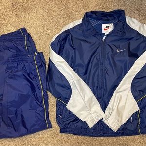 Nike Full Zip Windbreaker Jacket & Pants Track Suit Size Mens XL Blue
